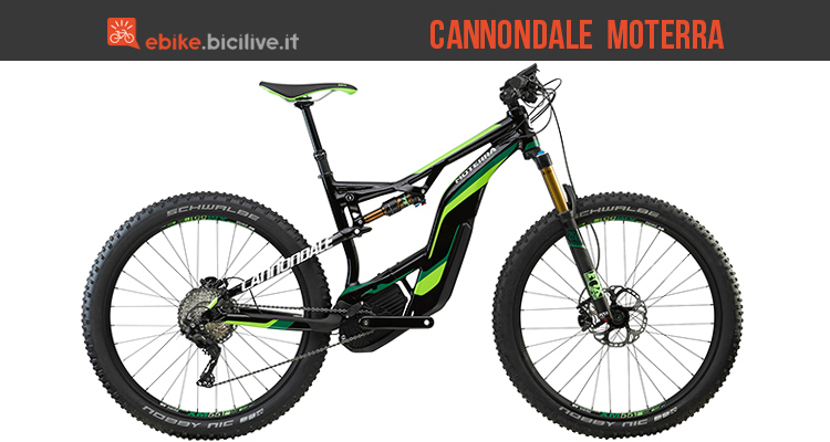 Cannondale Moterra 2017, e-mtb biammortizzata con porta borraccia