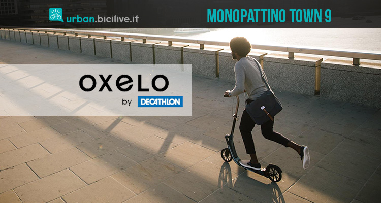 Monopattino Decathlon Oxelo Town 9, biammortizzato e con freno al manubrio