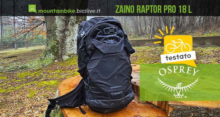 Test zaino Osprey Raptor Pro 18L con paraschiena certificato rimovibile in D3O